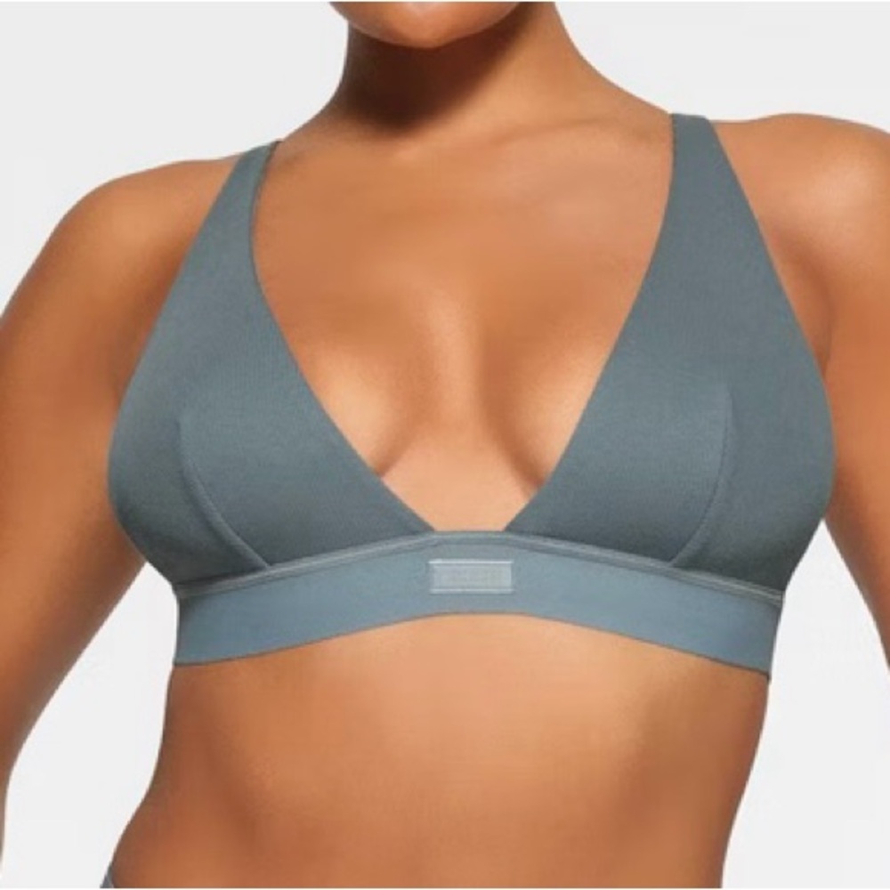 Two SKIMS Blue Triangle Bralettes Small